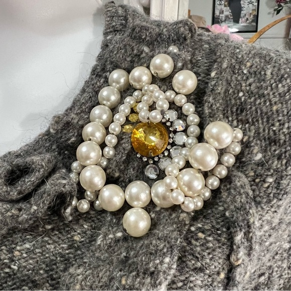 SONIA by Sonia Rykiel Gray Wool & Mohair Knit Top - Small P (Excellent Cond) - Picture 8 of 11